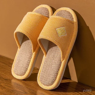 ผ้าลินินธรรมชาติส้นรองเท้าแตะบ้าน PVC Anti-slip หนา soled Macaron สี Four Seasons คู่ระยะทางสั้น Outing Sli