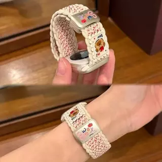 Y2k ฤดูร้อนสไตล์หมีแม่เหล็กสายรัดไนลอนสําหรับ GOOJODOQ Smartwatch FB058 FB059 FB060 FB045 FB047 สร้อยข้อมือน่ารักถัก Band