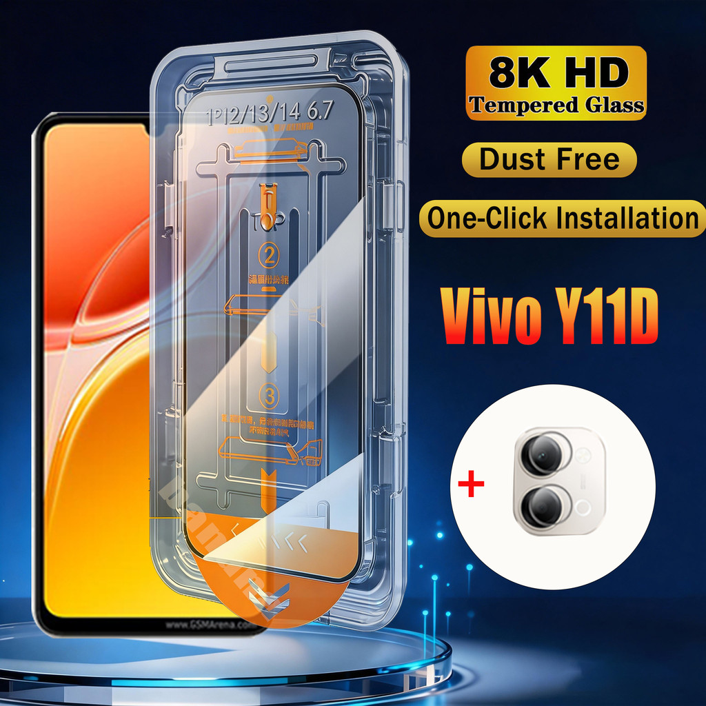 One คลิกติดตั้งง่ายกระจกนิรภัยสําหรับVivo Y11D Y21D Y31D Y05 Ultimateฝุ่นติดตั้งฟรีHD Full Coverageป้องกันหน้าจอ