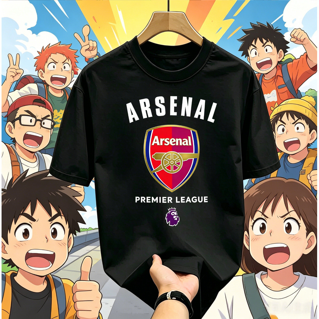 (จัดส่งภายใน 24 ชั่วโมง) เสื้อยืดแขนสั้นคอกลมพิมพ์ลายโลโก้สโมสร Arsenal ตัวอักษรโค้ง สำหรับแฟนบอล Arsenal ในพรีเมียร์ลีก