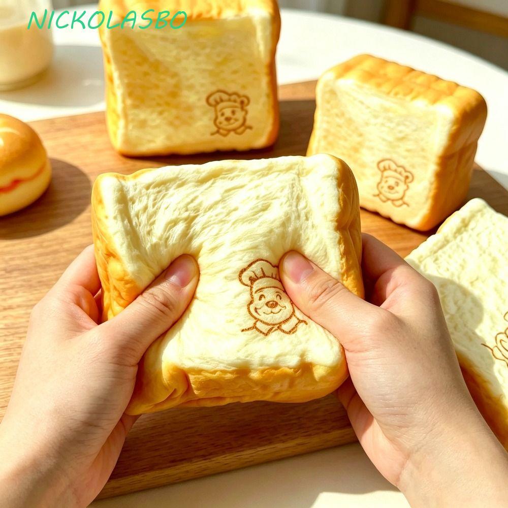 CORAZOKIS Grandpa Toast Squishy ของเล่น, ช้า Rising Moist หนาจําลองขนมปัง Toast บีบ, เด็กนักเรียนเนื้อนุ่มหยิกนิ้วดูด Sensory Fidget ของเล่น Sensory