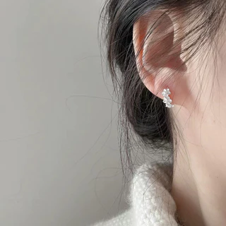 ต่างหูคล้องหูดอกไม้ 3 มิติ สไตล์เกาหลี หรูดูแพง งานปราณีต ใส่ได้ทุกโอกาส