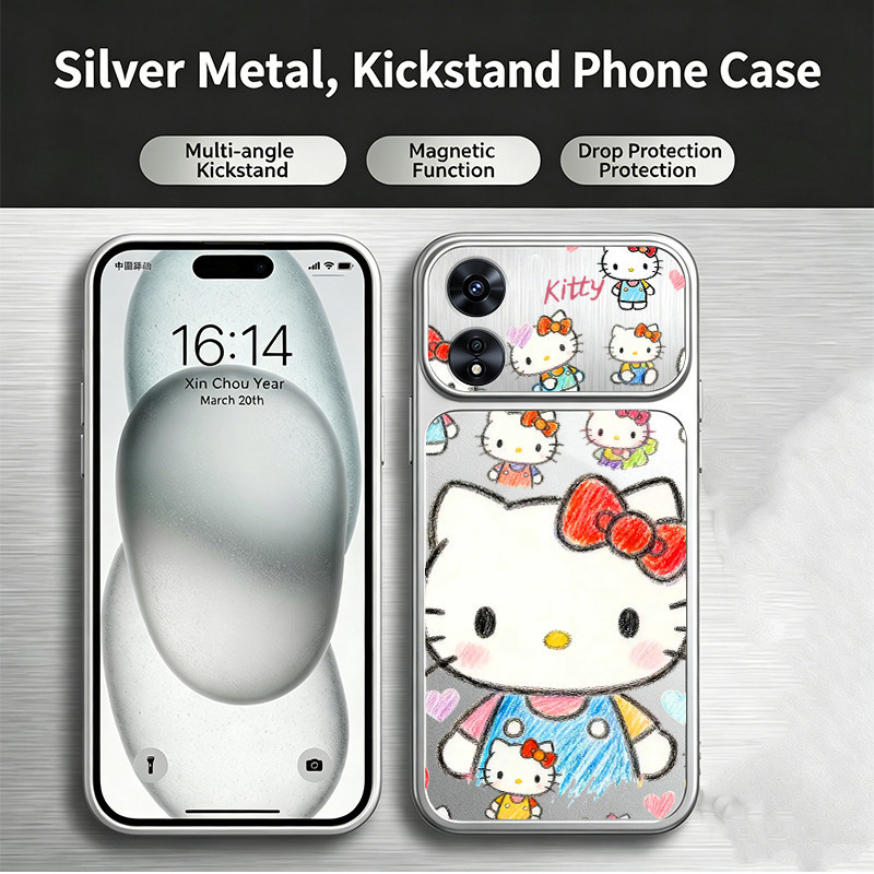 สําหรับOPPO Reno 8T a18 a38 4g a78 a58 a98 8T a60 a17 a17k 5Gปลอกโทรศัพท์ความวิตกกังวลSoftcaseกันกระแทกออกแบบใหม่ความงามน่ารักKittyแมวGraffitiสําหรับสาว DSCTY3