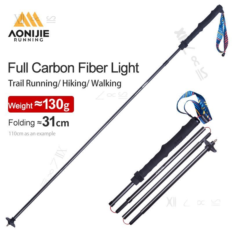 AONIJIE E4204 ไม้เท้าเดินป่าคาร์บอนไฟเบอร์น้ําหนักเบาไม้เท้าเดินป่าพับได้สําหรับวิ่งเทรลเดินหนึ่งคู่
