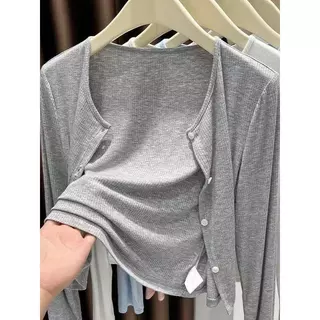 ส่งไวจากไทย คาร์ดิแกน คอกลม 4สี เสื้อแขนยาว เสื้อคลุมคาร์ดิแกนเกาหลี 🎀YOUMI