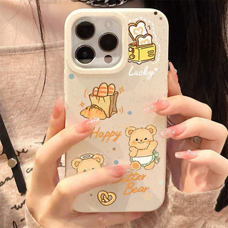 น่ารักการ์ตูนหมีเนยน่ารักTPUนุ่ม เคส IPhone 11 15 13 12 14 Pro Max 7Plus 8Plus 6s 6 7 8 Plus X XR XS MAX SE 2020