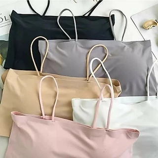 สินค้าพร้อมส่างจากไทย💥LoveIs Bra💥 (N114) สายเดียว Crop ผ้าไหม ผ้าลื่นมาก ใส่แบบ Cool Cool