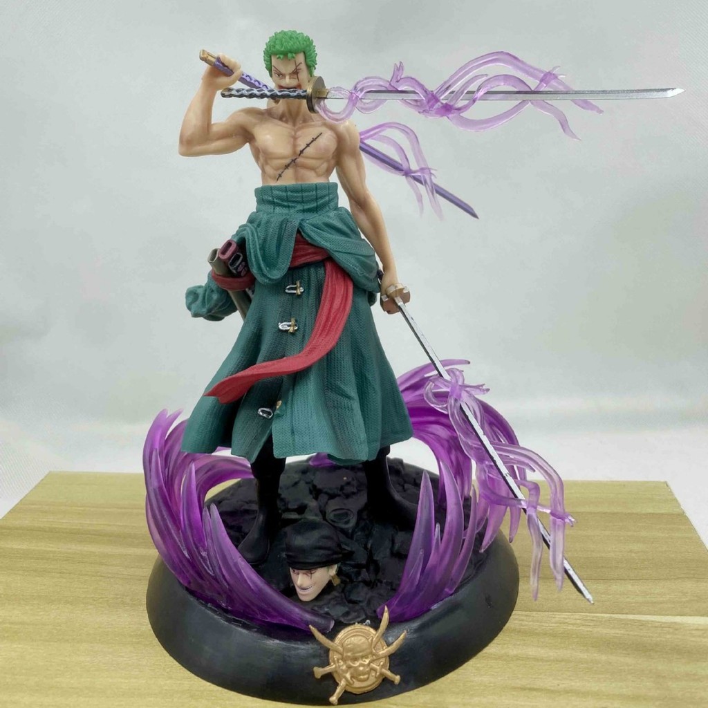 Action Figure Roronoa Zoro com Efeitos - One Piece, Cabeça Extra