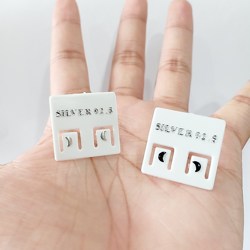 ต่างหูเงินแท้ Star&Moon Earrings 92.5% (ดาวนูน&พระจันทร์เสี้ยวนูน)