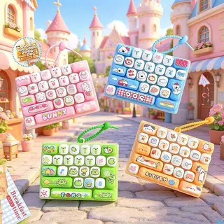 Auramiory] 26 คีย์คีย์บอร์ดรูป Fidget ของเล่นพวงกุญแจสนุกความเครียดบรรเทา Sensory จี้สําหรับคริสต์มาส Stoing Stuffer ของขวัญใหม่