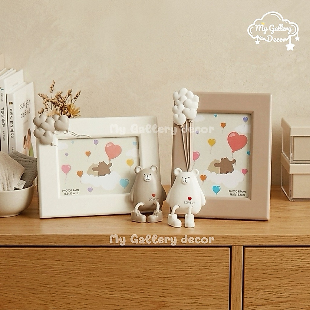 กรอบรูปลายหมี ขนาด 7 นิ้ว ใส่รูป13x18ซม. กรอบรูปลายหมี กรอบรูปเก็บภาพลูก กรอบรูปสไตล์มินิมอล *ปริ้นรูปฟรี Photo frame