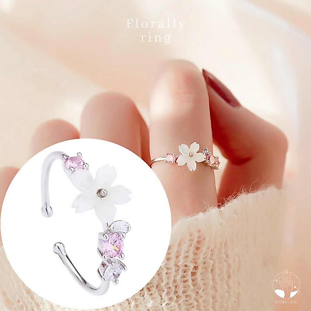 MNL💗แหวนดอกไม้ Florally ยกดอกไม้มาทั้งสวย เซ็ทเครื่องประดับแฟชั่น ผู้หญิงเงินแท้ สไตล์มินิมอล เกาหลี น่ารัก หวาน วันเกิด