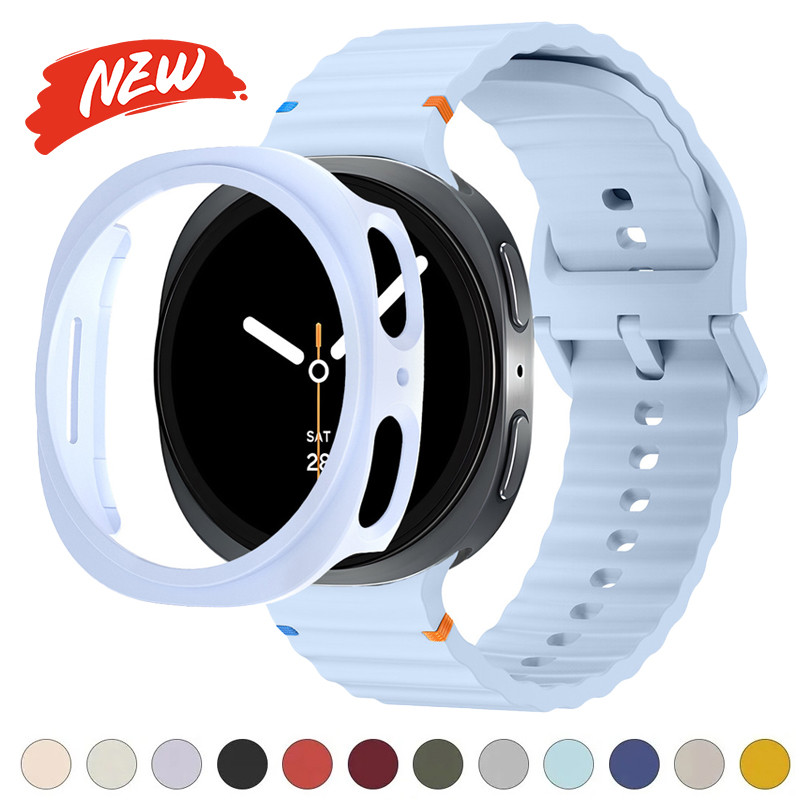 สายซิลิโคน + PC สําหรับ Samsung Galaxy watch 8 40 มม.44 มม./8 คลาสสิก 46 มม.อุปกรณ์เสริมสร้อยข้อมือ