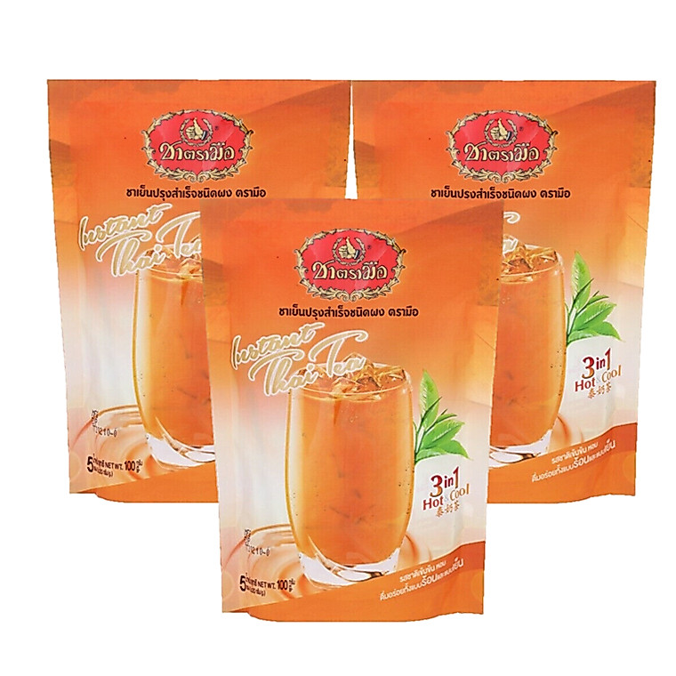 ChaTraMue 3in1 Instant Thai Milk Tea ชาตรามือ ชาปรุงสำเร็จ ชานมเย็น 3in1 20กรัม x 5ซอง (3แพค)