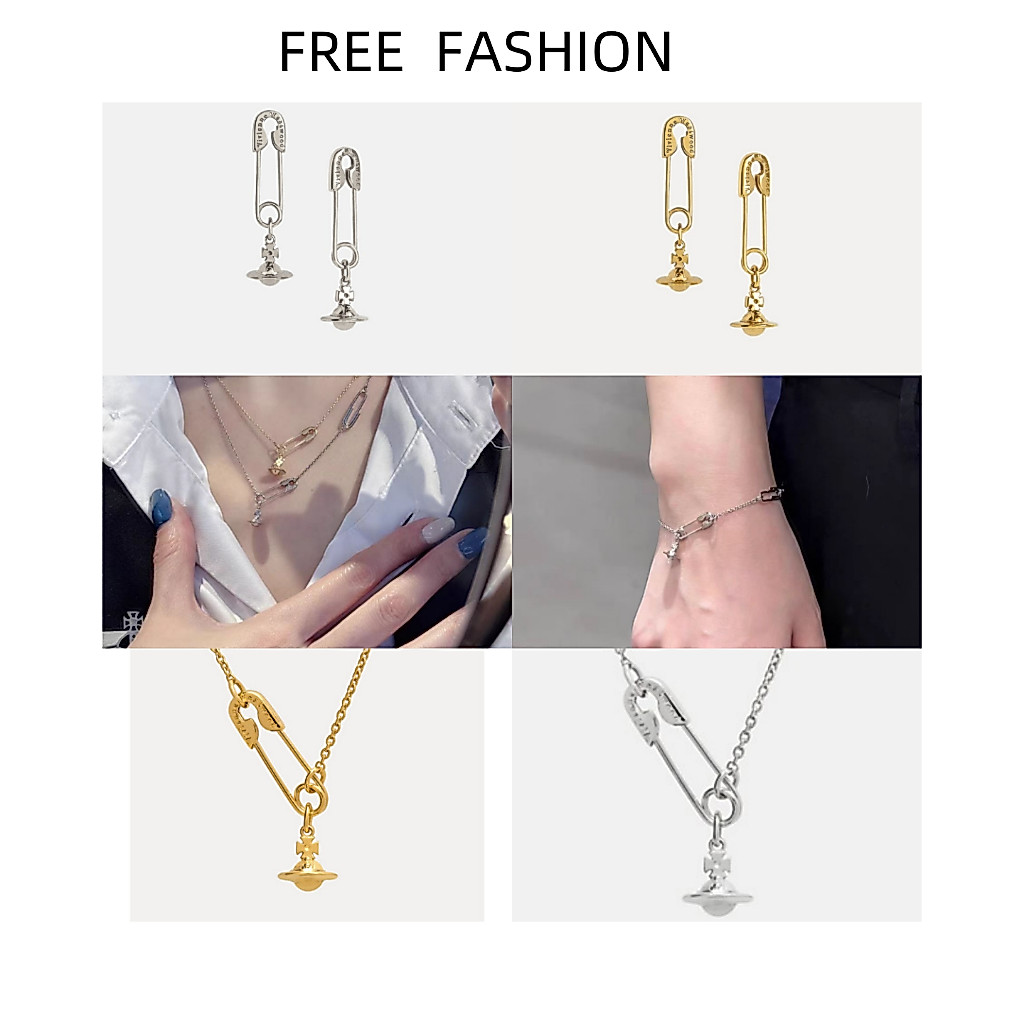 โปรโมชั่นสินค้าใหม่ VIIVE คลิปหนีบกระดาษ Pin Saturn ต่างหูสร้อยคอสร้อยข้อมือทองเงินแฟชั่นเครื่องประดับ