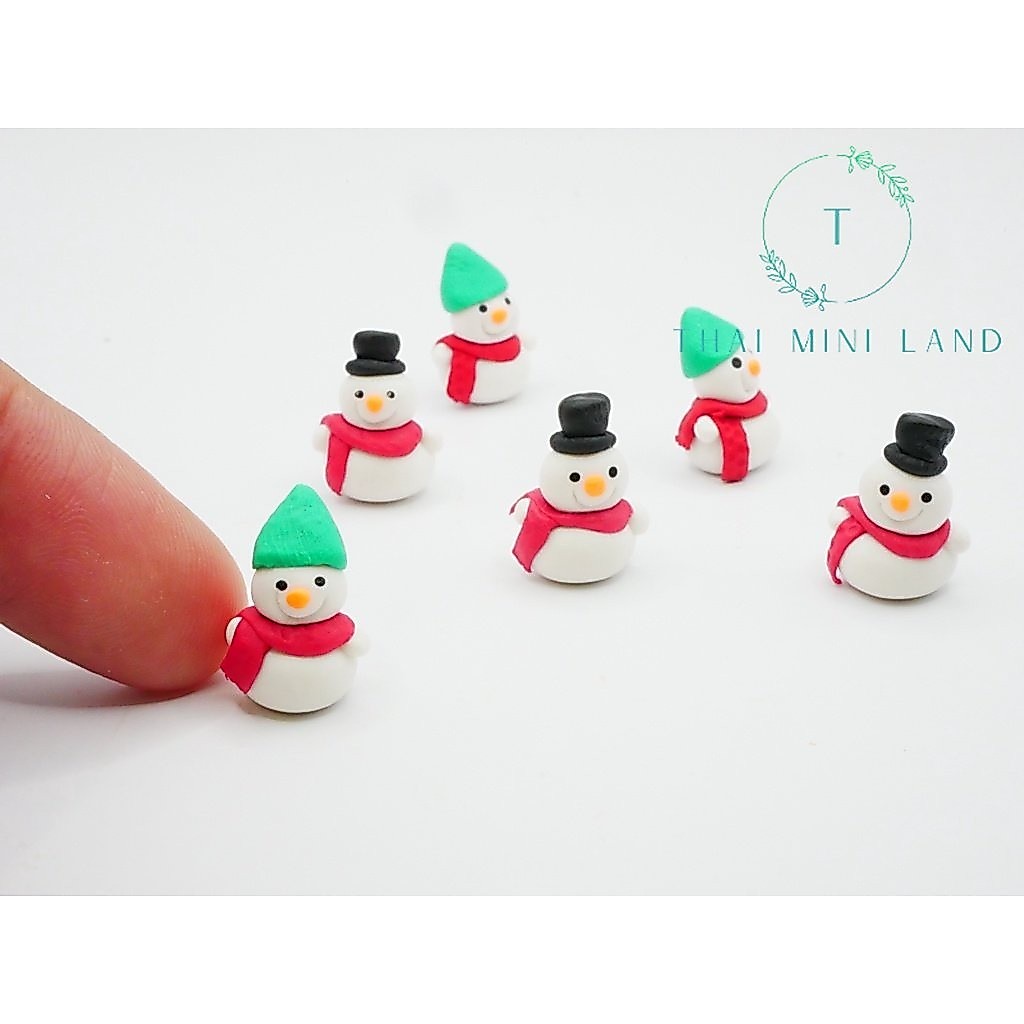 ตุ๊กตาหิมะจิ๋ว งานดินปั้น ตุ๊กตาหิมะ ตกแต่งคริสมาสต์จิ๋ว คริสต์มาส Christmas