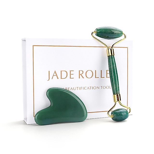 Deciniee ธรรมชาติ Rose Quartz Jade Roller Gua Sha ชุดเครื่องนวดหน้า Roller หยกหินนวดชุด Face Lifting Beauty เครื่องมือนวด