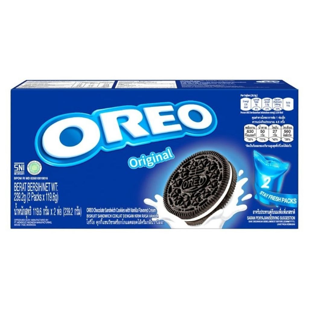 โอรีโอ วานิลลาครีมแซนด์วิชคุกกี้ Oreo Vanilla Cream Cookies 210g.