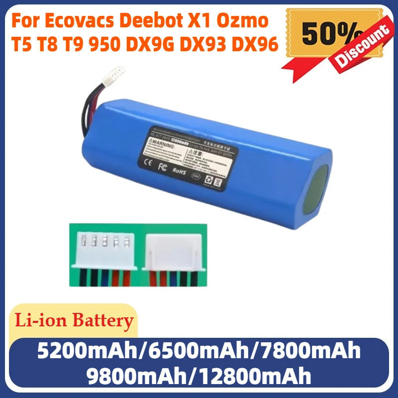 5200mAh-12800mAh แบตเตอรี่สําหรับ Ecovacs Deebot X1 Ozmo T5 T8 T9 950 DX9G DX93 DX96