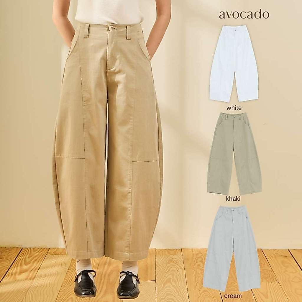 avocado - Essence Trousers กางเกงทรงบาเรล เนื้อผ้า Cotton 100% I มีไซส์ S-XL