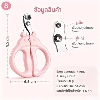 กรรไกรตัดเล็บสัตว์เลี้ยง สำหรับกระต่าย หนูตะเภา แฮมสเตอร์ ใบมีดสแตนเลส ด้ามกันลื่น ตัดปลอดภัย