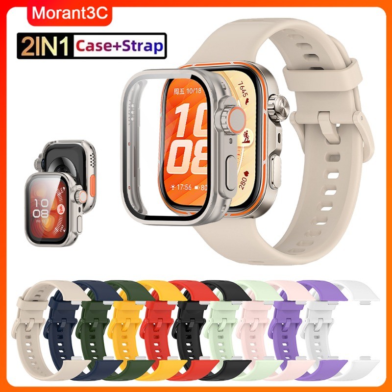 สายรัดซิลิโคน + สําหรับ Huawei Watch Fit 5/5pro เปลี่ยนฝาครอบกันชนสําหรับ Huawei Watch Fit 4/4 pro/3 อัพเกรดฝาครอบ Ultra