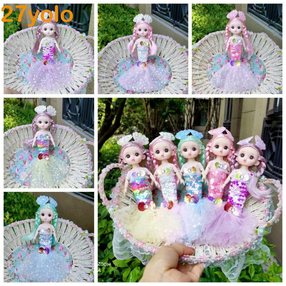 YOLO Bjd ตุ๊กตานางเงือกของเล่น, BJD Mermaid Joint Movable Princess Mermaid Doll, ตุ๊กตาคอสเพลย์เสื้อ
