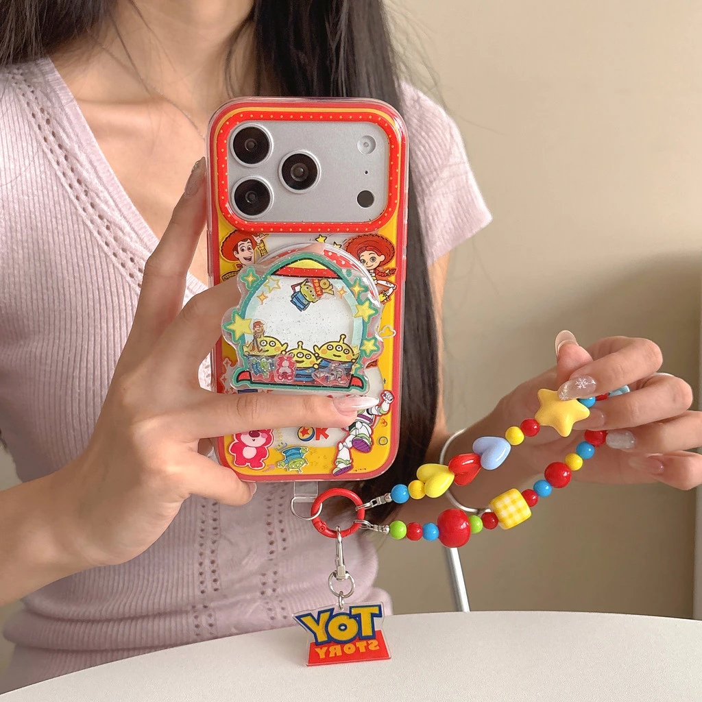 Anime Magnetic Chain Stand Full Cover Case สําหรับ iPhone 14/15/16/17 Pro Max, ผู้หญิงการ์ตูน Shell