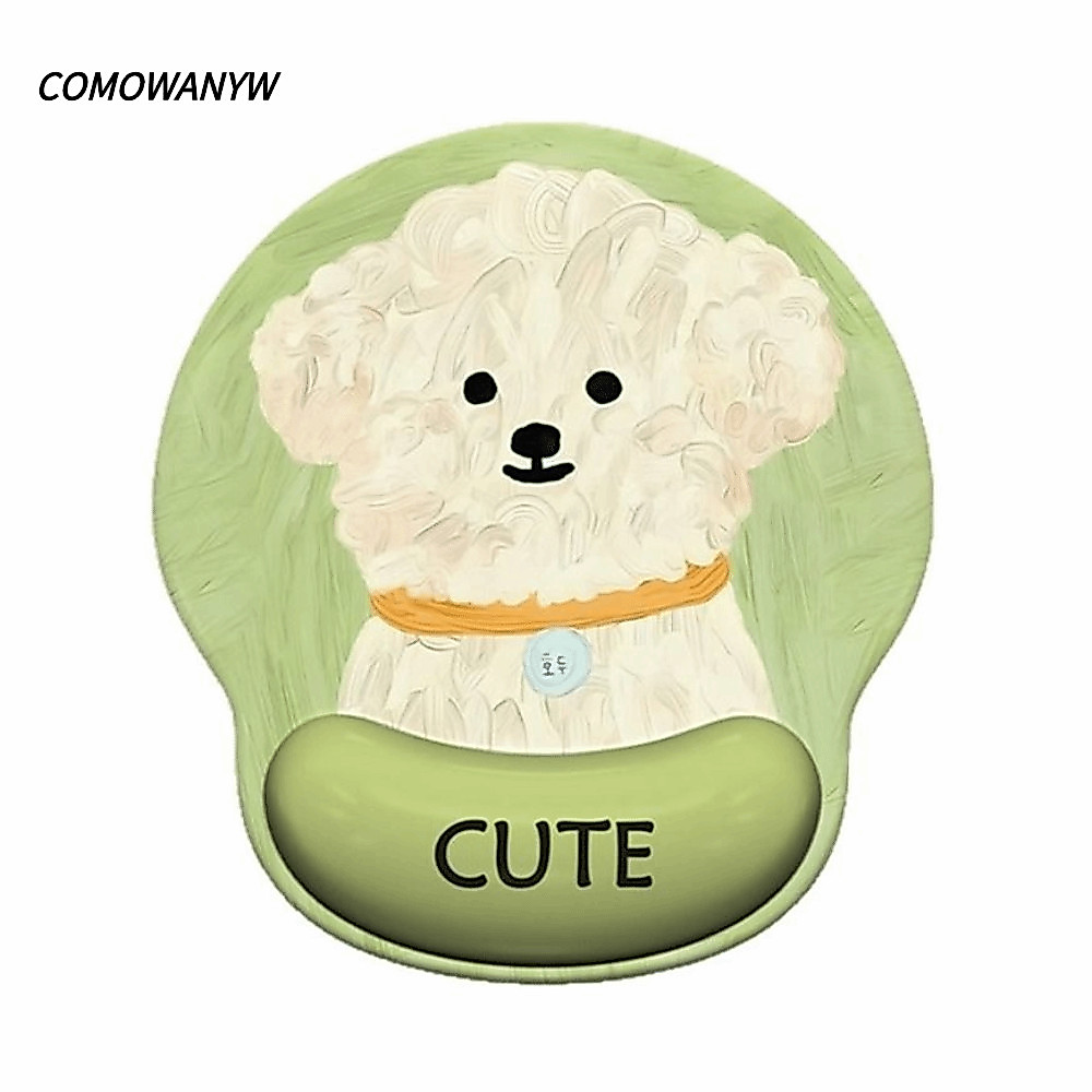 COMONYW แผ่นรองเมาส์ส่วนที่เหลือข้อมือ, สุนัขน่ารัก Ergonomic Hand Support แผ่นรองเม้าส์, Cozy ลื่นสบายหน่วยความจําโฟม Gaming Mousepad ของขวัญ