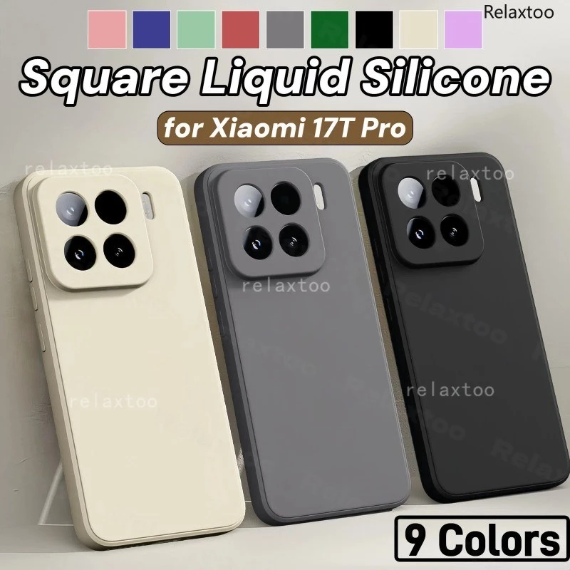 เคสซิลิโคน สีพื้น เคสโทรศัพท์ สําหรับ Xiaomi 17T Pro 17TPro Xiaomi17TPro 5G ขอบตรงซิลิโคนเหลว เคสกันกระแทก