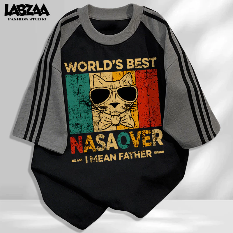 【จัดส่งจากกรุงเทพฯ】LABZAA เสื้อยืดแขนสั้นคอกลม✨ดีไซน์คลาสสิค ใส่สบาย ระบายอากาศ ลายแมวแฟชั่น ผ้าฝ้าย100% YG4654