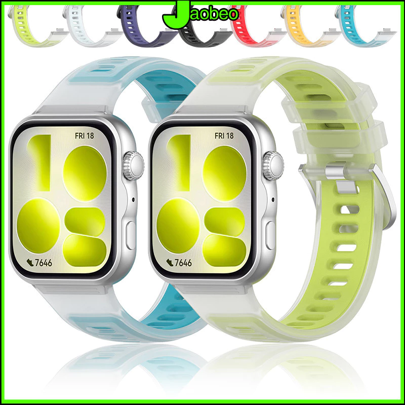 สายรัดกีฬาซิลิโคน for Huawei Fit 5/5 Pro/4/4 Pro/3 สายยางเปลี่ยนปรับได้โปร่งใส สายรัดสีเจลลี่กันน้ำ
