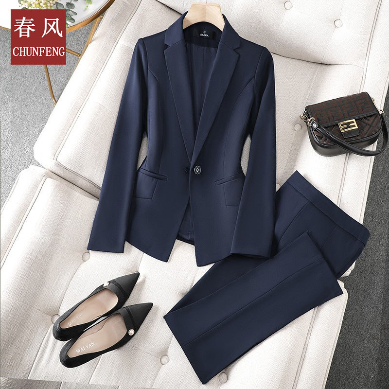 เสื้อ ใส่ กับ สูท ผู้หญิง สูท สาว อวบอ้วน ไซส์ ใหญ่ สูทผู้หญิง Navy Blue Blazer ผู้หญิงฤดูใบไม้ผลิอา