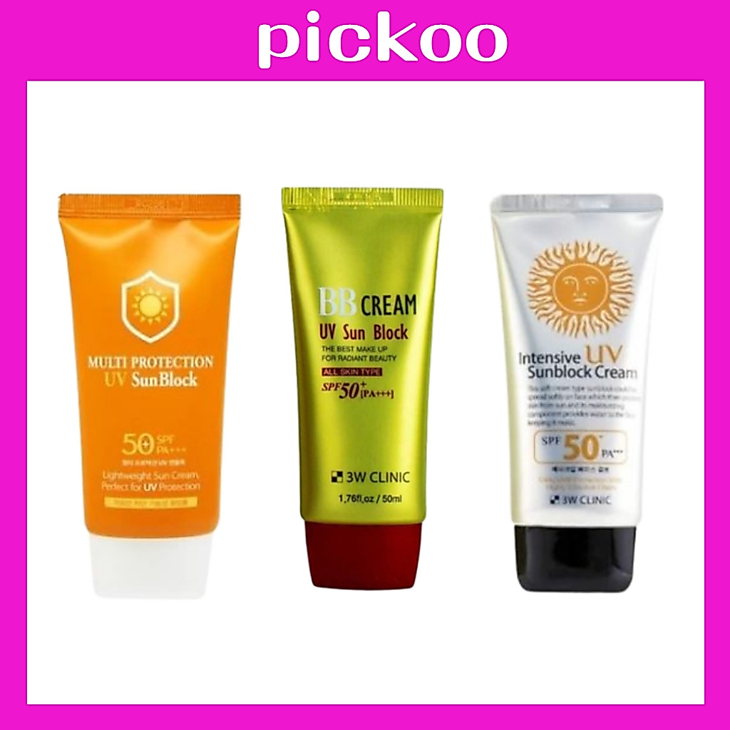 [3W CLINIC] ครีมกันแดด SPF50+ PA+++ (3 ประเภท) – Multi Protection / บีบีครีม / เข้มข้น – ครีมกันแดดเ