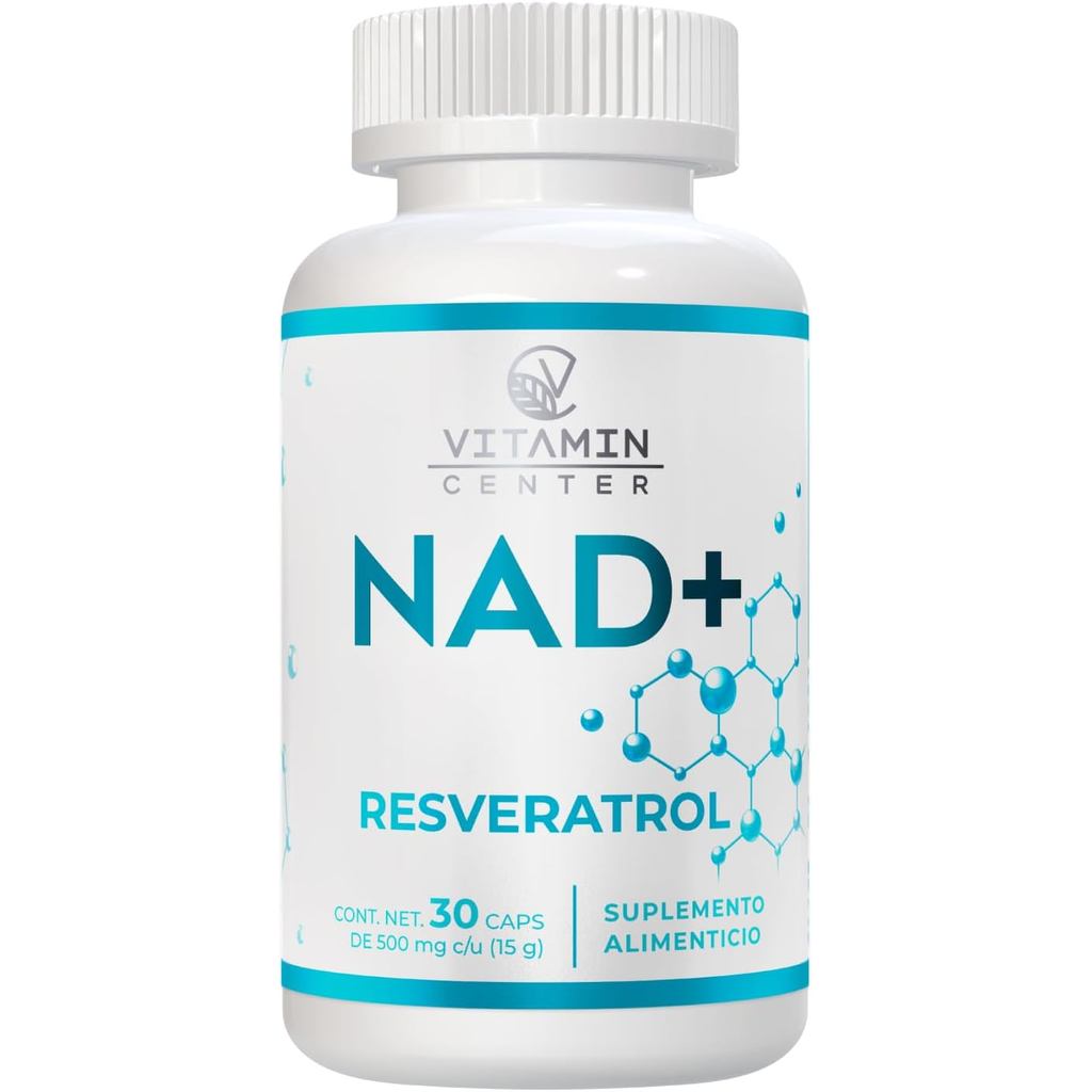 NAD+ Resveratrol de Vitamin Center Frasco con 30 แคปซูล 500 มก. c/u