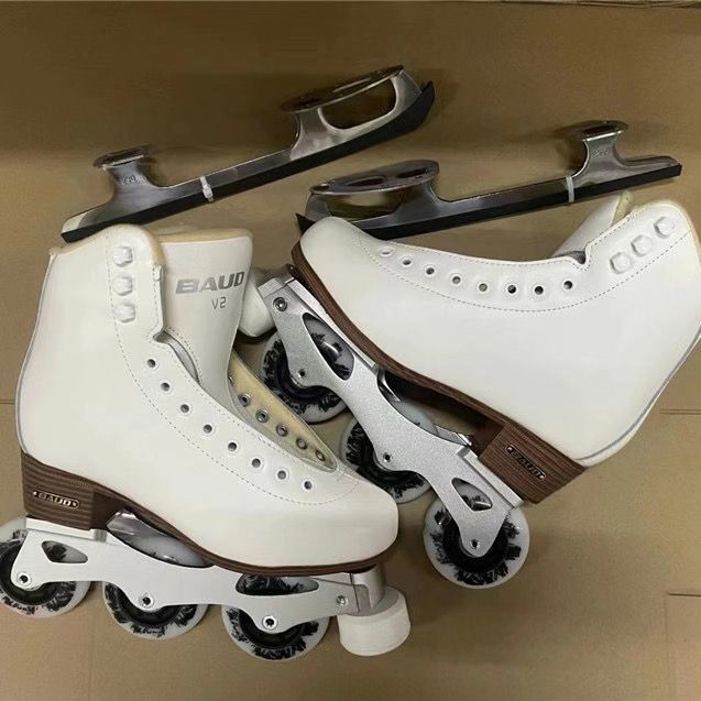 รองเท้าสเก็ตน้ำแข็ง Inline Roller Skate สำหรับเต้นรำ พร้อมล้อและแท่นวางฟรี