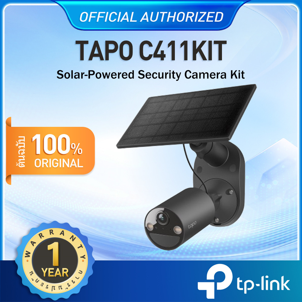 TP-Link Tapo C411 KIT ชุดกล้องวงจรปิด 2K 3MP พร้อมแผงโซลาร์เซลล์ IP65 Solar-Powered Security Camera 
