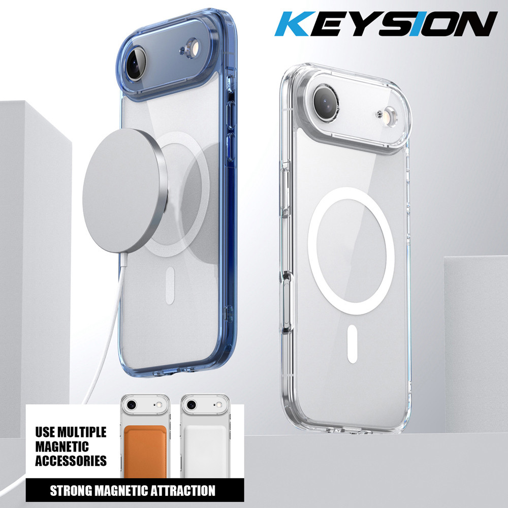 KEYSION เคสใสกันกระแทกสําหรับ iPhone 17 Air HD Clear TPU + PC แม่เหล็กชาร์จไร้สายโทรศัพท์ฝาหลัง