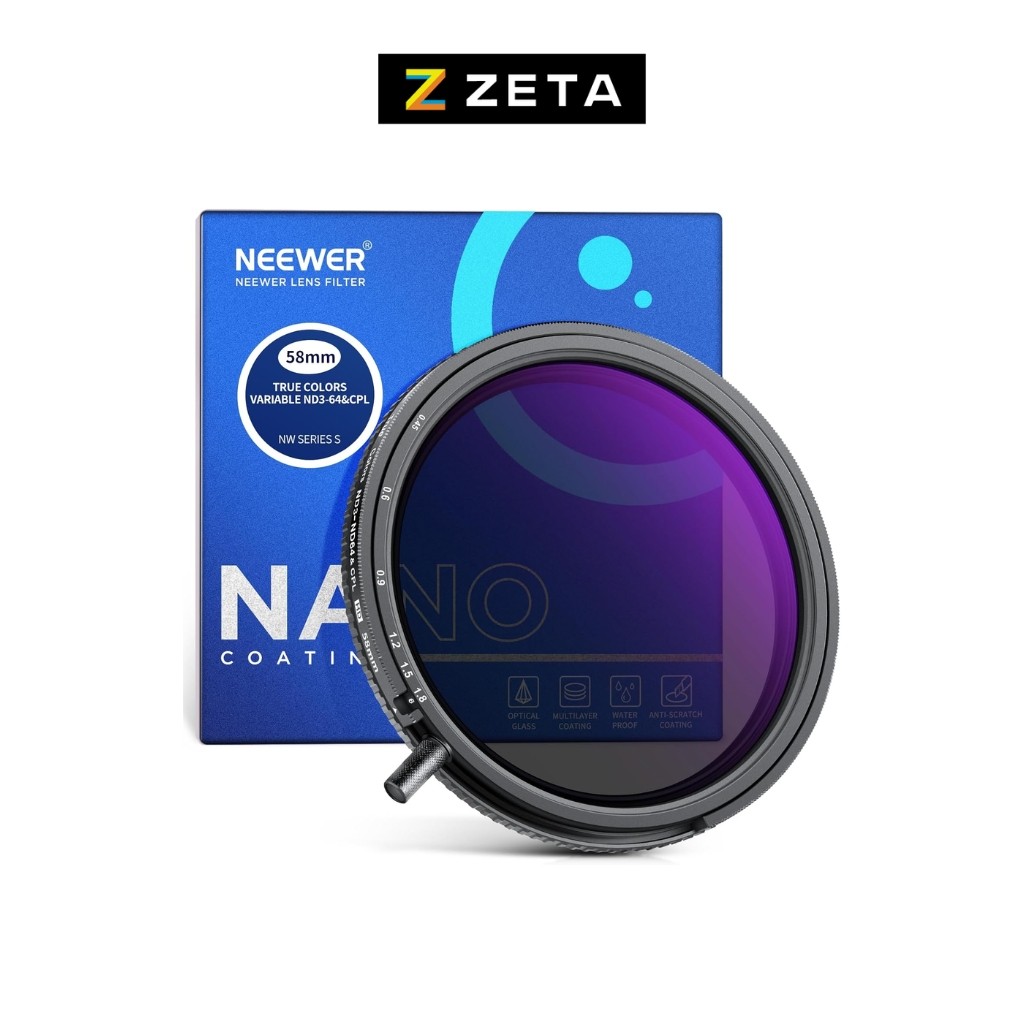 NEEWER ND3-64 VND Filter & CPL Filter 58mm ฟิลเตอร์กล้อง DSLR ลดแสง 1.5-6 สต็อป ถ่ายน้ำตก