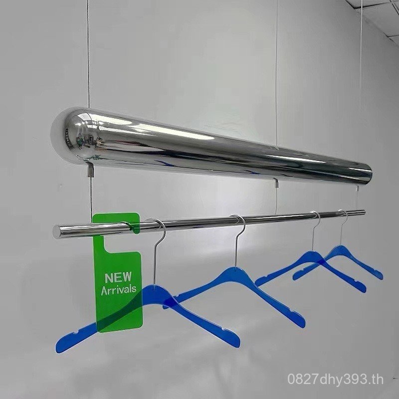 Silver Stainless Steel Clothes Rack Womens Clothing Store Display Rack Hanger Steel Rope Hanging Clo