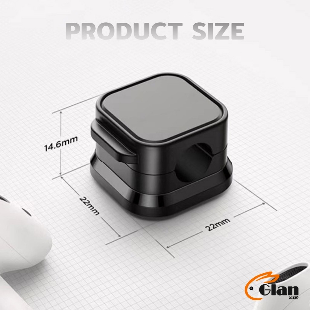 Glanxuan ที่เก็บสายชาร์จ ประเภทแม่เหล็ก สายไฟ อุปกรณ์จัดระเบียบสาย USB 6ชิ้น/แพ็ค ดำหรือขาว cable storage clip - รูปที่ 6