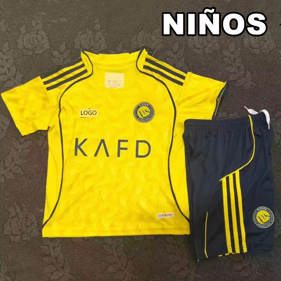 เสื้อฟุตบอล.CR7.เด็ก ทีม Al-Nassr แบบเหย้าและเยือน คุณภาพสูง