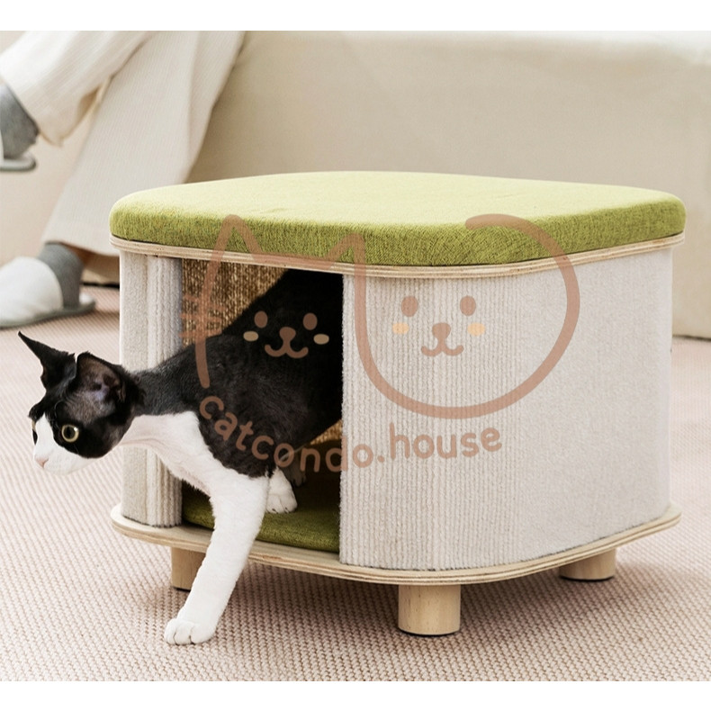 Cathouse บ้านแมวสไตล์ญี่ปุ่น +นั่งได้  เก้าอี้แมวมัลติฟังก์ชัน มีที่ข่วน+เบาะนอน+ลูกบอลเล่น ทรงมินิมอล - รูปที่ 6
