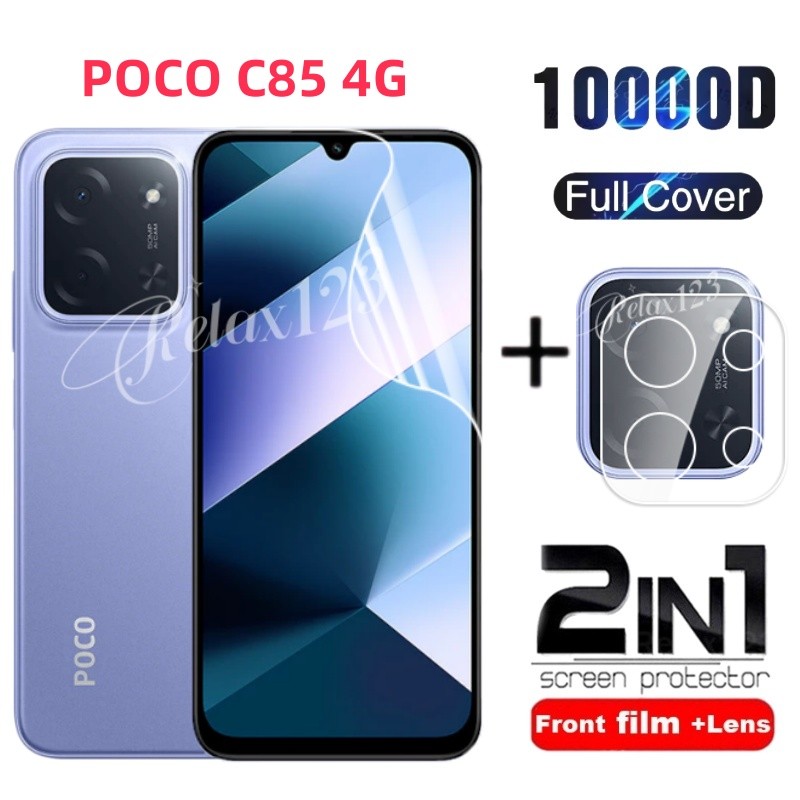 สําหรับ POCO C85 4G 2025 2IN1 ด้านหน้าHydrogelฟิล์มและเลนส์ฟิล์มสําหรับXiaomi Poco C85 Poco C85 85C 