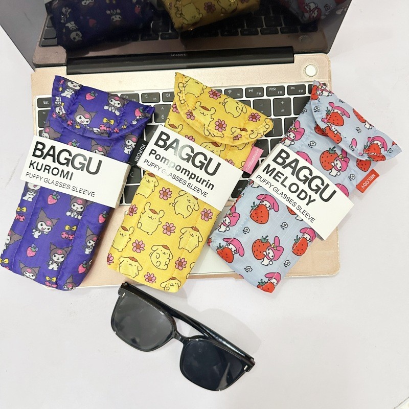 กระเป๋าใส่แว่นกันแดดแบบพกพา ทำจากผ้านวม พิมพ์ลายการ์ตูน Kuromi Melody