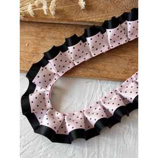 [100cm] ผงสีดําสองชั้นจุดคลื่นยับลูกไม้อุปกรณ์เสริมทําด้วยมื…