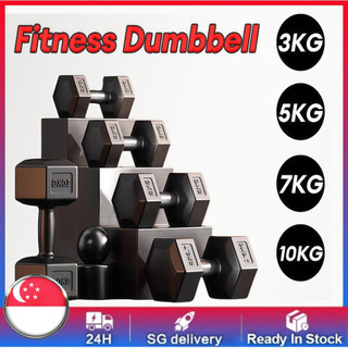 【SG STOCK】Hexagonal dumbbells 3/5/7.5kg a pair fitness hexagonal dumbbell of student dumbbell Weight gym training