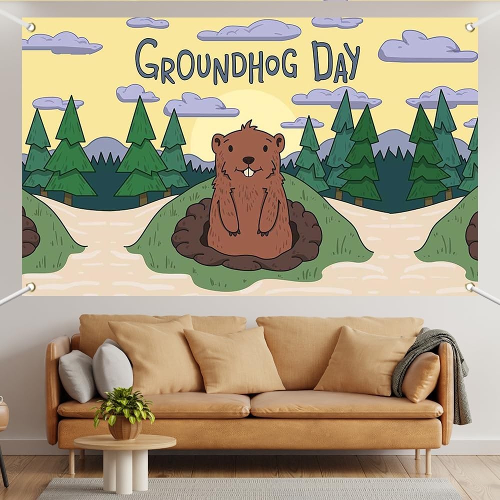 Lofaris Happy Groundhog Day Banner กุมภาพันธ์ 2nd Holidays Festival Supplies, Groundhog Day Welcome 