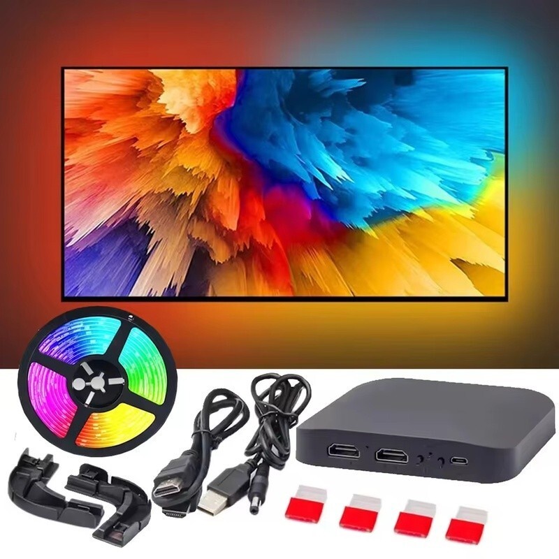 สมาร์ท Ambient TV LeBacklight 4K 2.0 อุปกรณ์ HDMI Sync กล่องและ WS2812B 5050 RGBIC Light Strip Kit ส