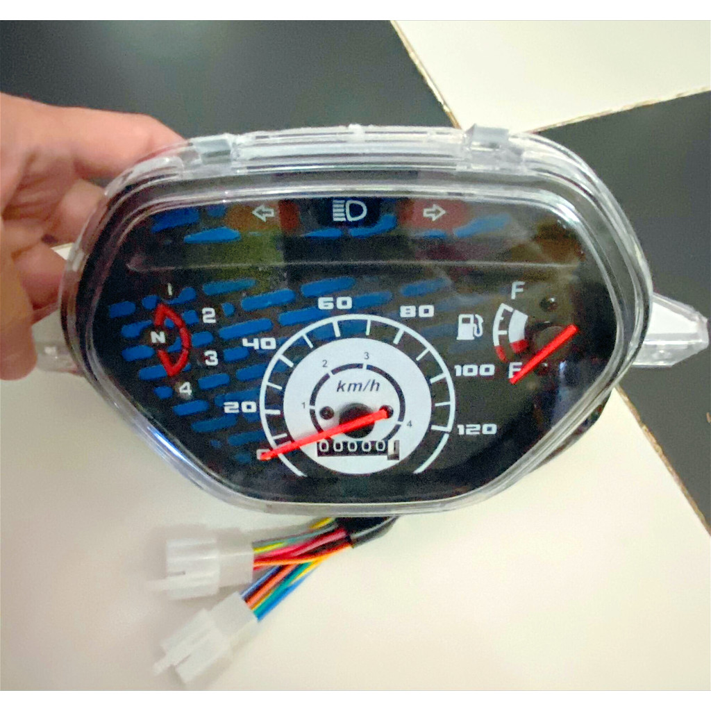 เรือน ไมล์ เรือนไมล์มอไซค์ W100-110S ( หน้าปัด ดำ ลายฟ้า🧢)ตัวเก่า เกรดA เวฟ100 พร้อมสายตรงรุ่น